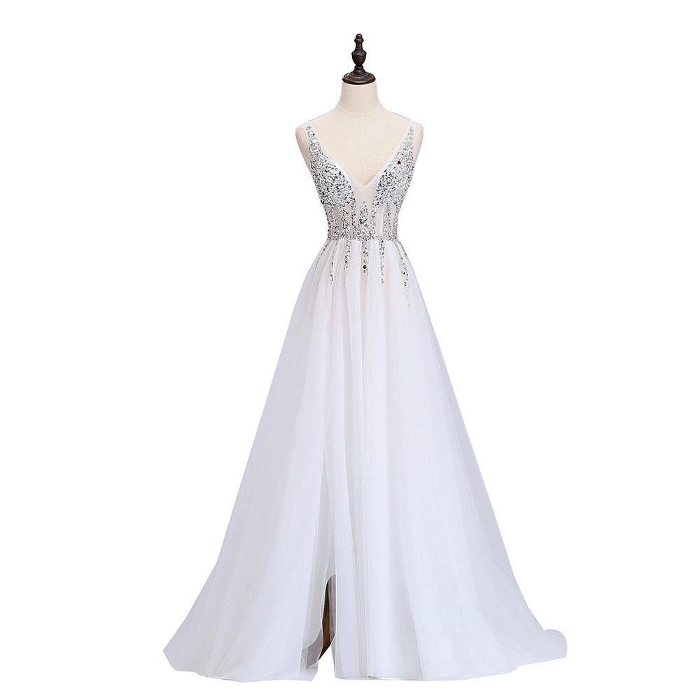 Autumn Sexy Long Tail Banquet Deep V-neck Evening Dress - Image 58