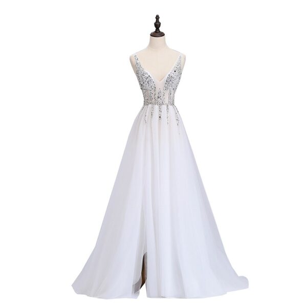 Autumn Sexy Long Tail Banquet Deep V-neck Evening Dress - Image 61