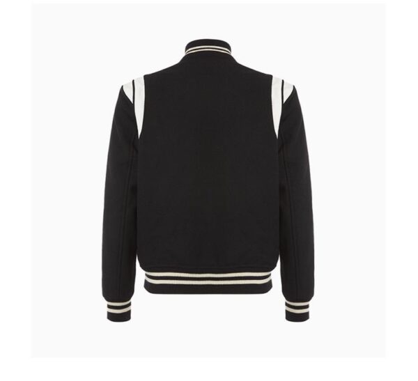 Aviator Wool Jacket Spring And Autumn Black And White Stitching - Image 9