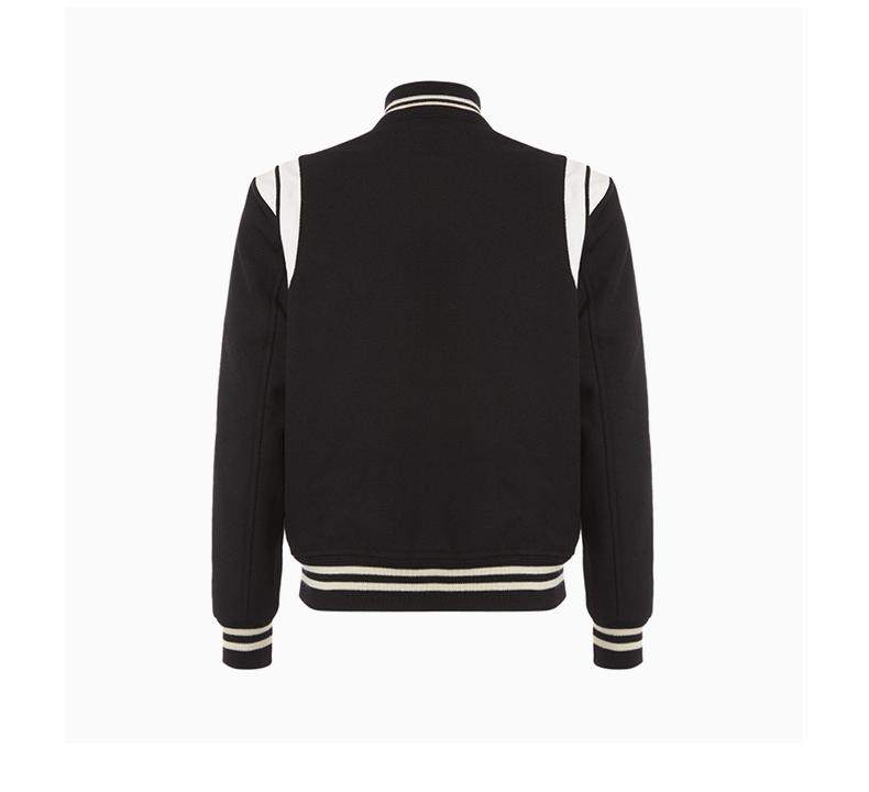 Aviator Wool Jacket Spring And Autumn Black And White Stitching - Image 9