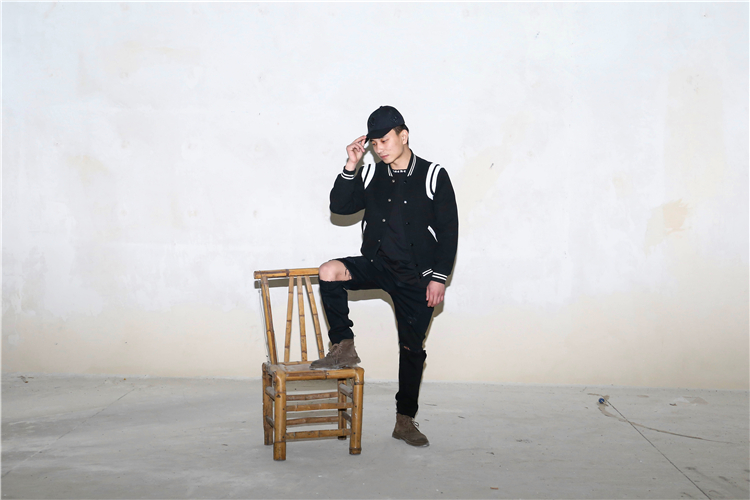 Aviator Wool Jacket Spring And Autumn Black And White Stitching - Image 8