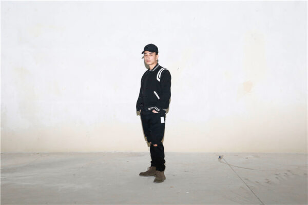 Aviator Wool Jacket Spring And Autumn Black And White Stitching - Image 7