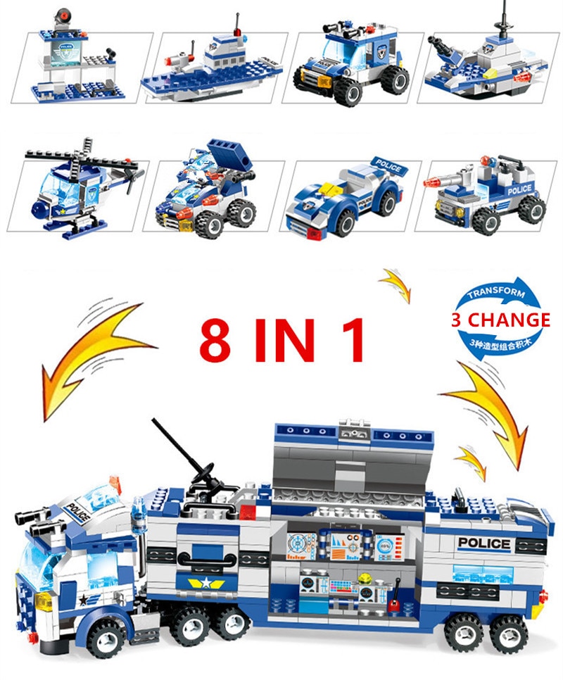 762Pcs Robot Car City Police Building Blocks Set - Image 11