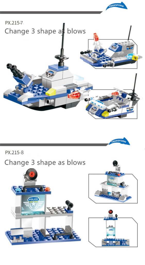 762Pcs Robot Car City Police Building Blocks Set