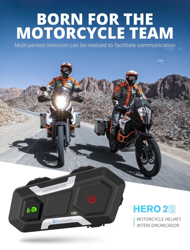 HEROBIKER Motorcycle Intercom Helmet Headset Helmet Waterproof Speaker Interphone Moto Headset Wireless Intercomunicador 1200M