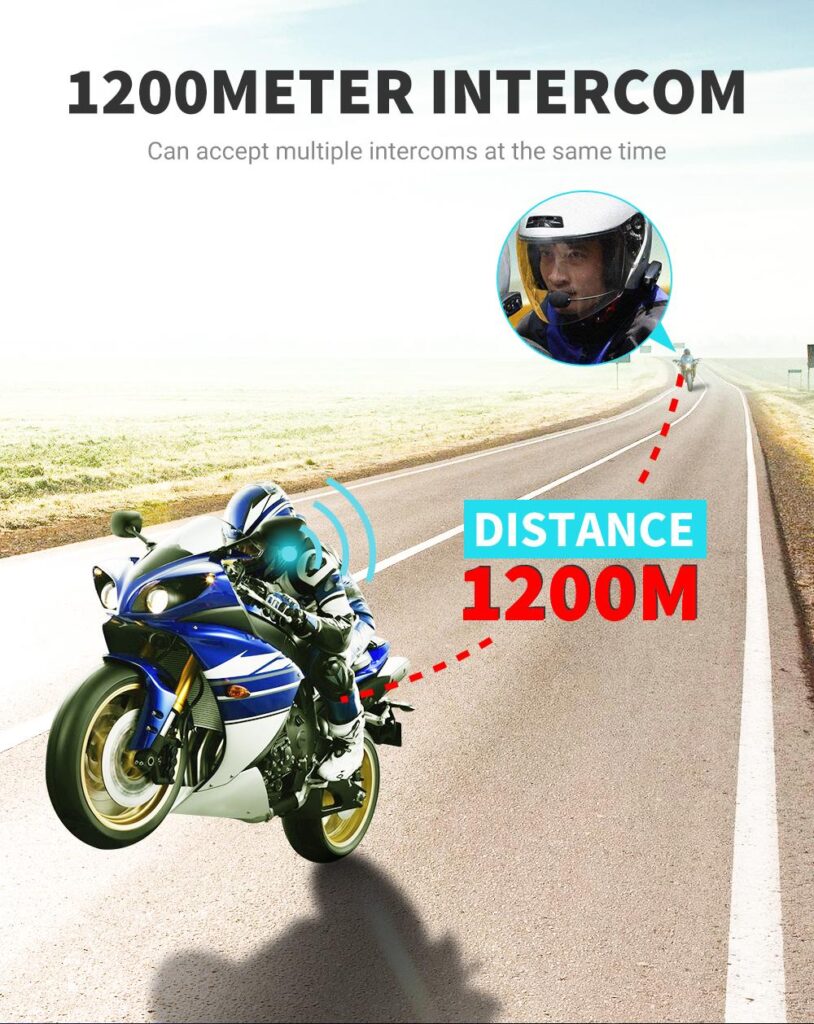 HEROBIKER Motorcycle Intercom Helmet Headset Helmet Waterproof Speaker Interphone Moto Headset Wireless Intercomunicador 1200M