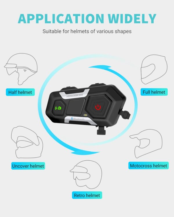 HEROBIKER Motorcycle Intercom Helmet Headset Helmet Waterproof Speaker Interphone Moto Headset Wireless Intercomunicador 1200M - Image 12