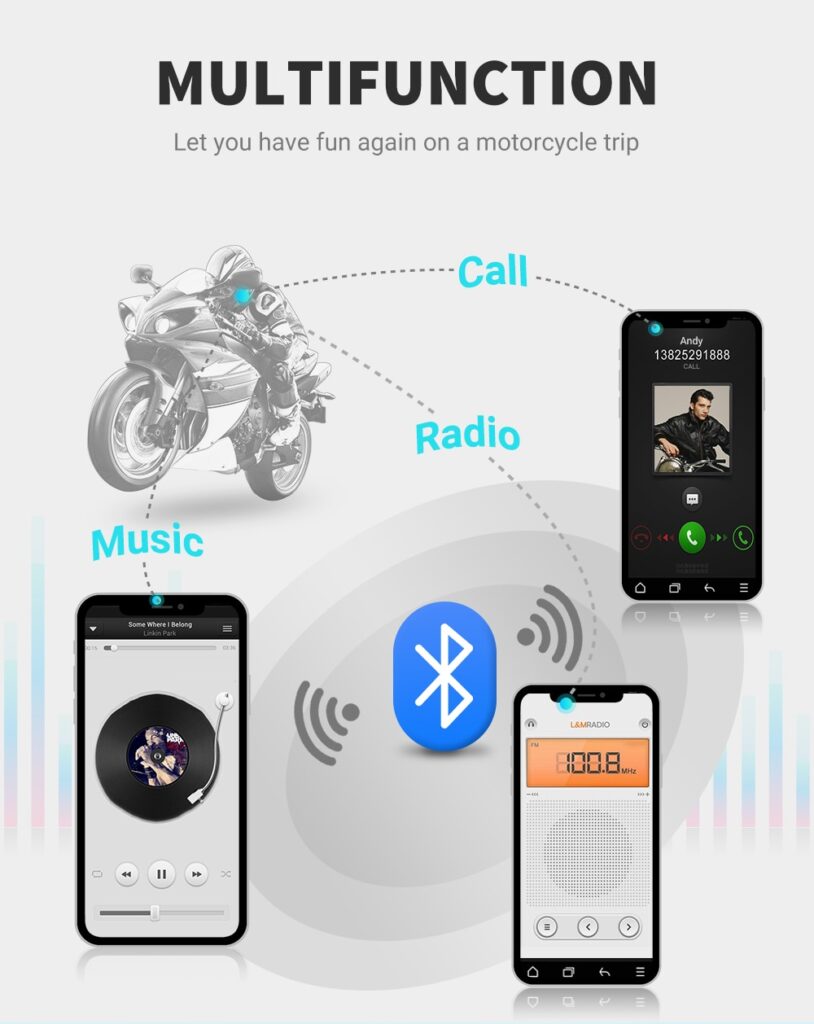 HEROBIKER Motorcycle Intercom Helmet Headset Helmet Waterproof Speaker Interphone Moto Headset Wireless Intercomunicador 1200M
