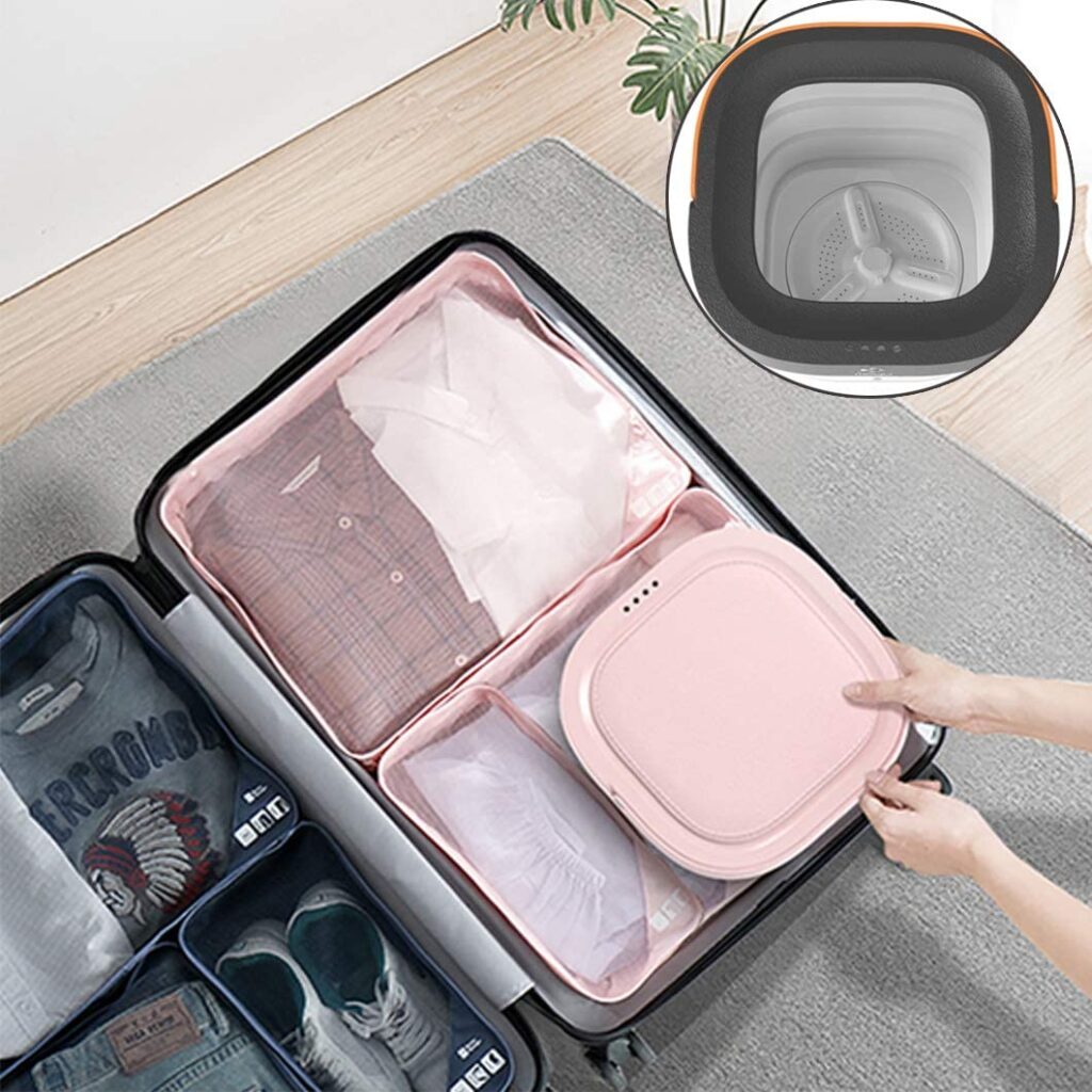 Portable mini folding bucket washing machine