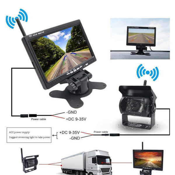 Forklift Truck Harvester 7 Inch Car Wireless Reversing Video Display Camera - Image 10