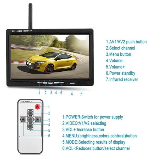 Forklift Truck Harvester 7 Inch Car Wireless Reversing Video Display Camera - Image 17