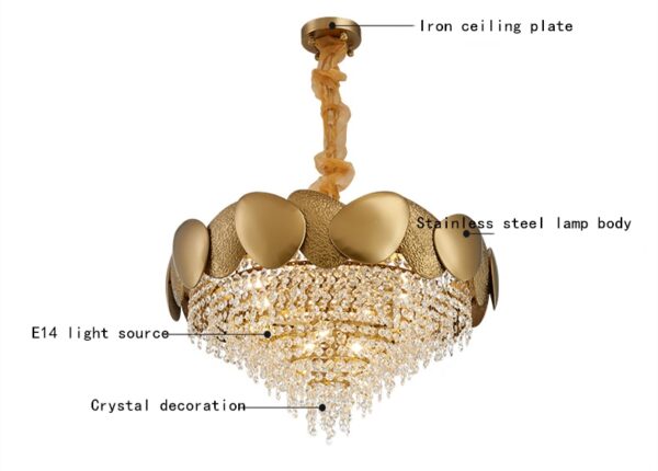 Stainless Steel Living Room Ceiling Crystal Chandelier - Image 11