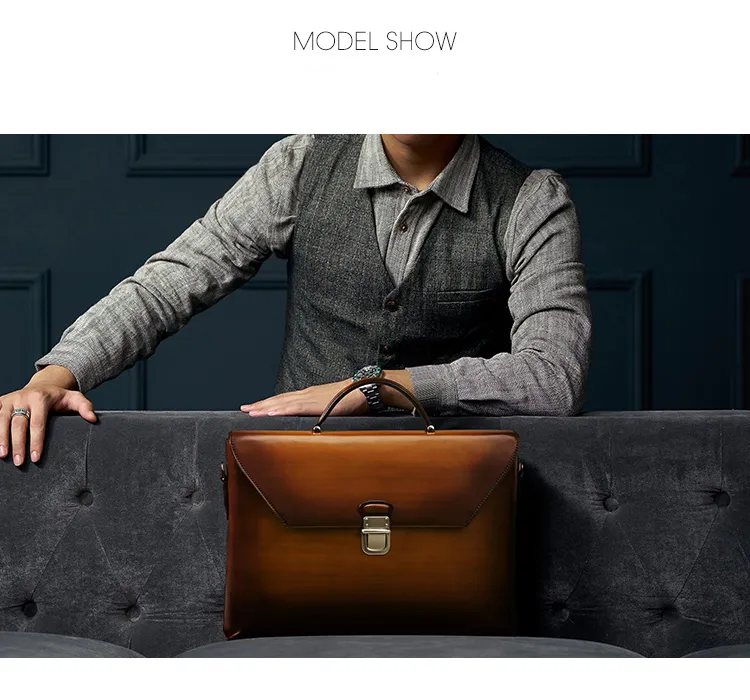 Handmade Vintage Crossbody Flap Business Bag - Image 13
