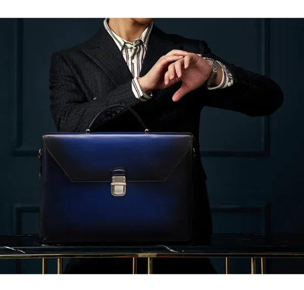 Handmade Vintage Crossbody Flap Business Bag - Image 14