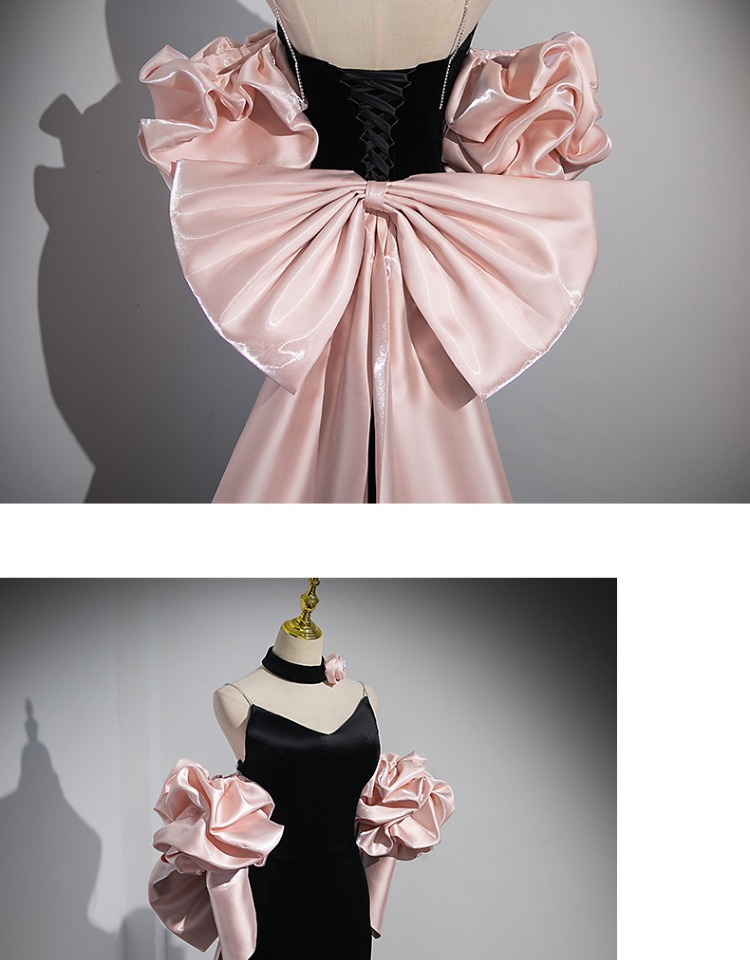 Evening Dress Women Bow Annual Meeting Host Performance Dress - Image 14