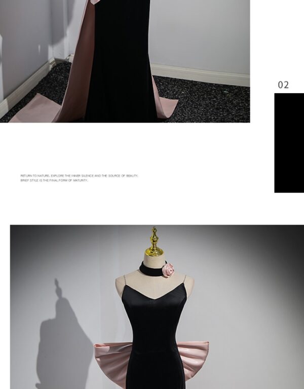 Evening Dress Women Bow Annual Meeting Host Performance Dress - Image 13