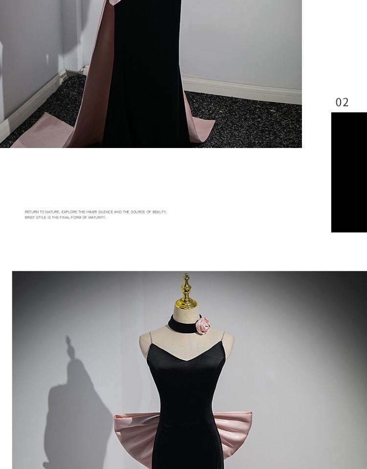 Evening Dress Women Bow Annual Meeting Host Performance Dress - Image 13