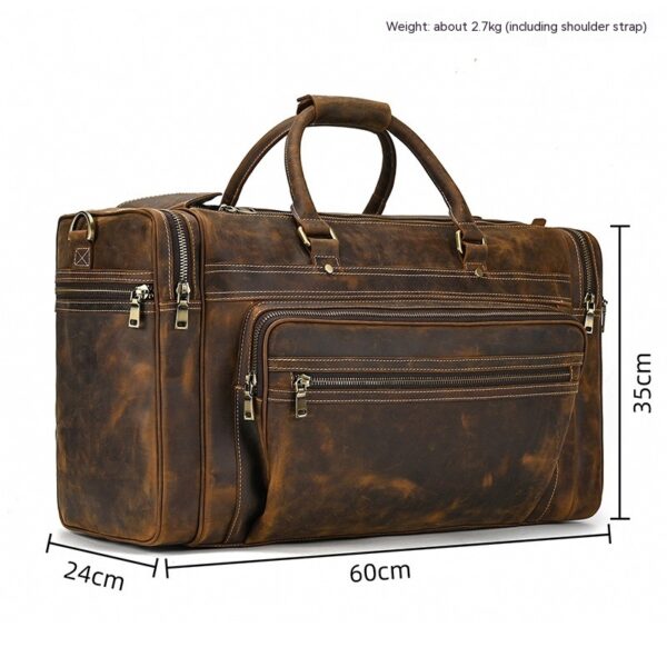 Large Capacity Retro Crazy Horse Leather Travel Bag - Image 6