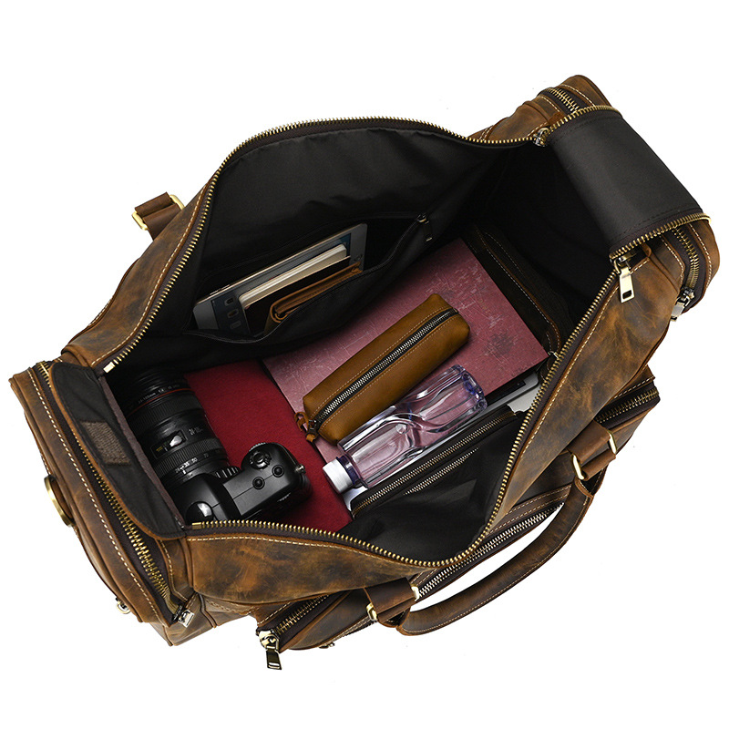 Large Capacity Retro Crazy Horse Leather Travel Bag