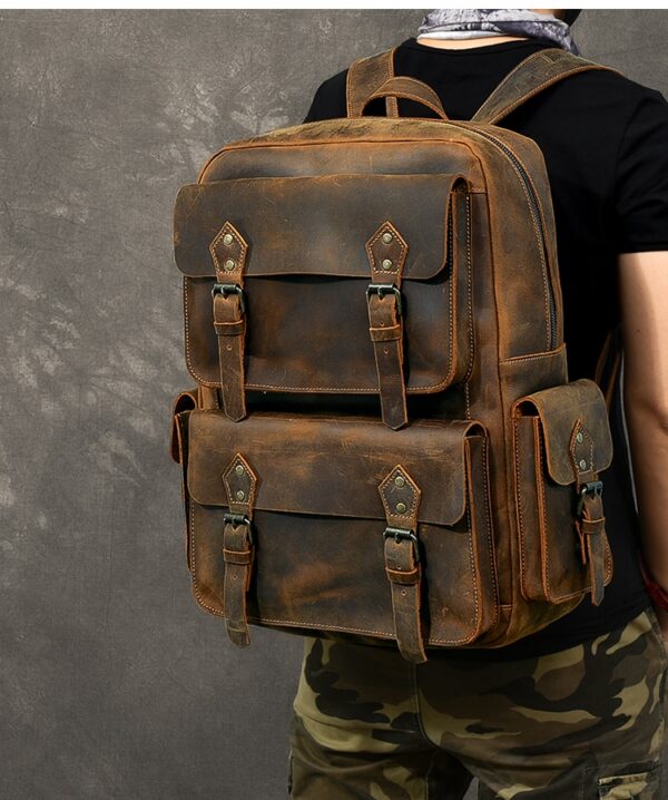 Crazy Horse Leather Backpack - Image 9