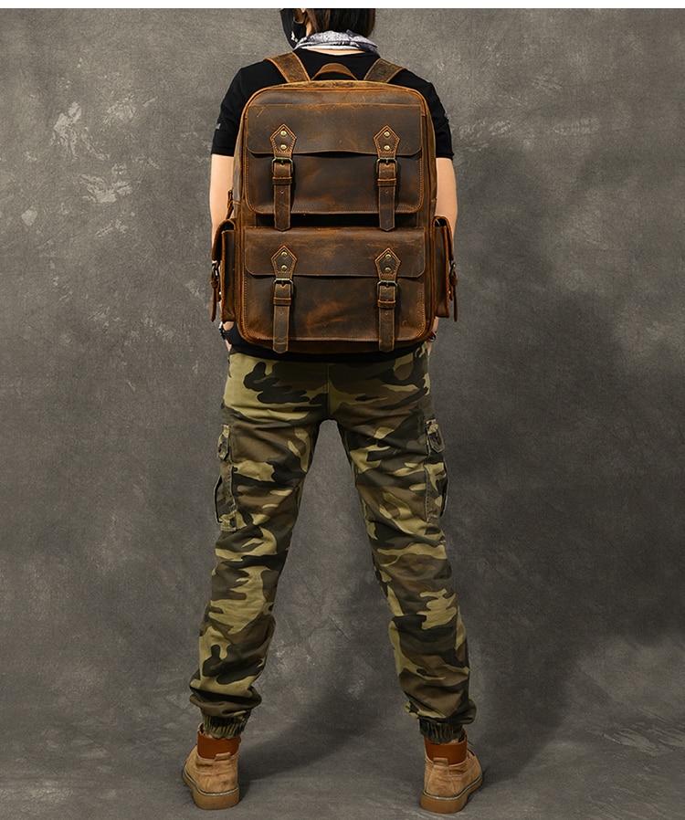 Crazy Horse Leather Backpack - Image 11