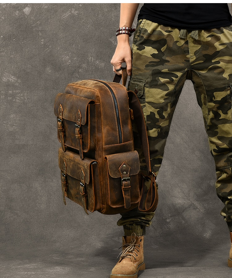 Crazy Horse Leather Backpack - Image 22