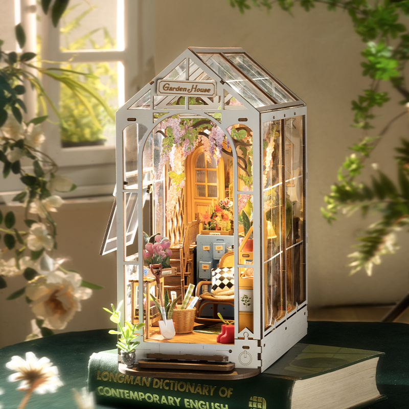 Robotime Rolife Book Nooks Series Stories In Books 4 Kinds DIY Wooden Miniature House Furniture Sakura Densya TGB01 Dropshipping - Image 16