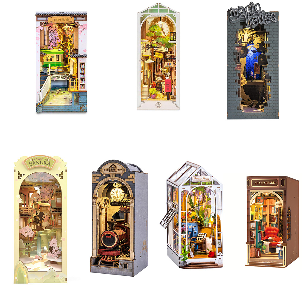 Robotime Rolife Book Nooks Series Stories In Books 4 Kinds DIY Wooden Miniature House Furniture Sakura Densya TGB01 Dropshipping - Image 2