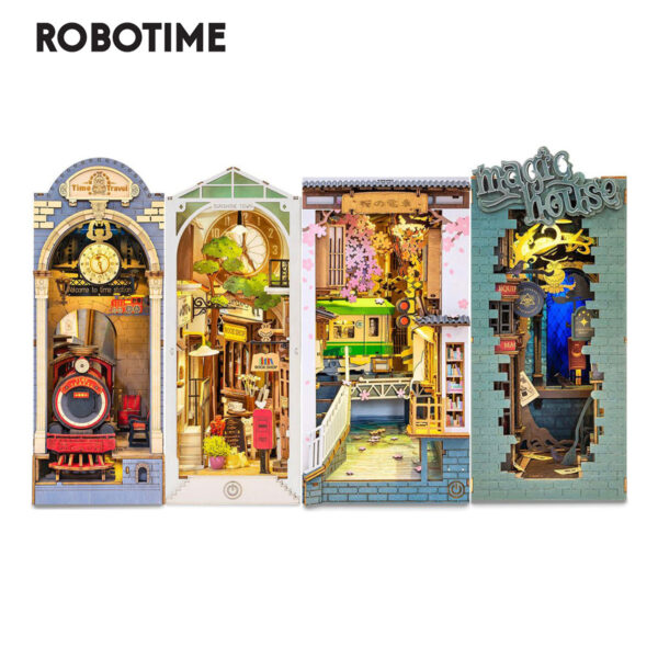 Robotime Rolife Book Nooks Series Stories In Books 4 Kinds DIY Wooden Miniature House Furniture Sakura Densya TGB01 Dropshipping - Image 8