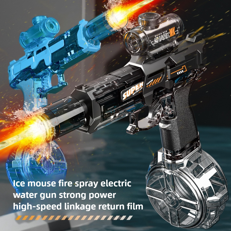 LED Lights Electric Water Guns Children Simulated Shooting Recoil Powerful Automatic Water Spray Gun Kids Summer Outdoor Toys - Image 1