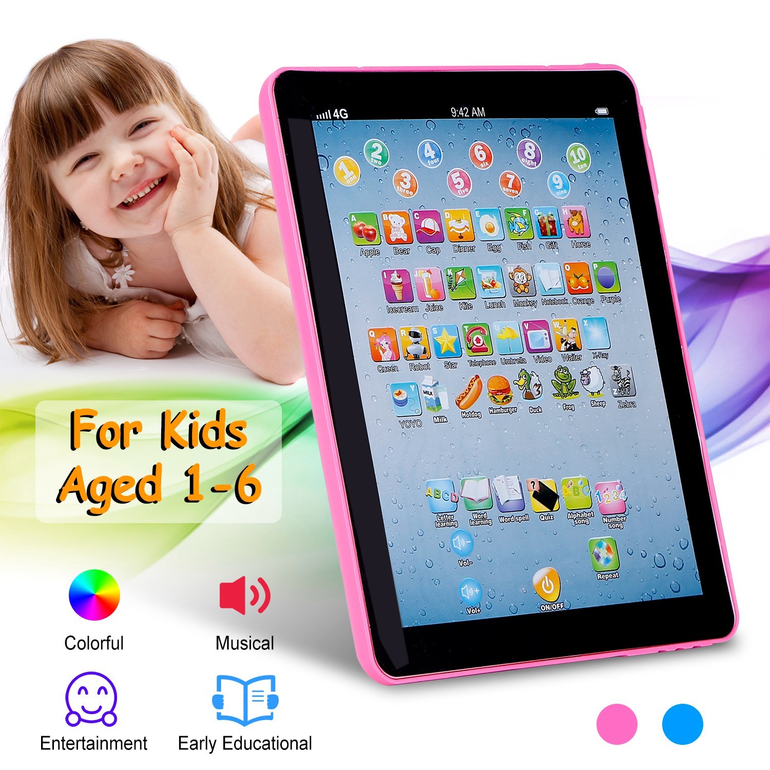 Baby Learning Tablet Educational Mini Pads Toys Touch Learn Toddler Tablet For ABC Numbers Words Gift For Boys Girls Aged 1-6 Year Old Kids - Image 7