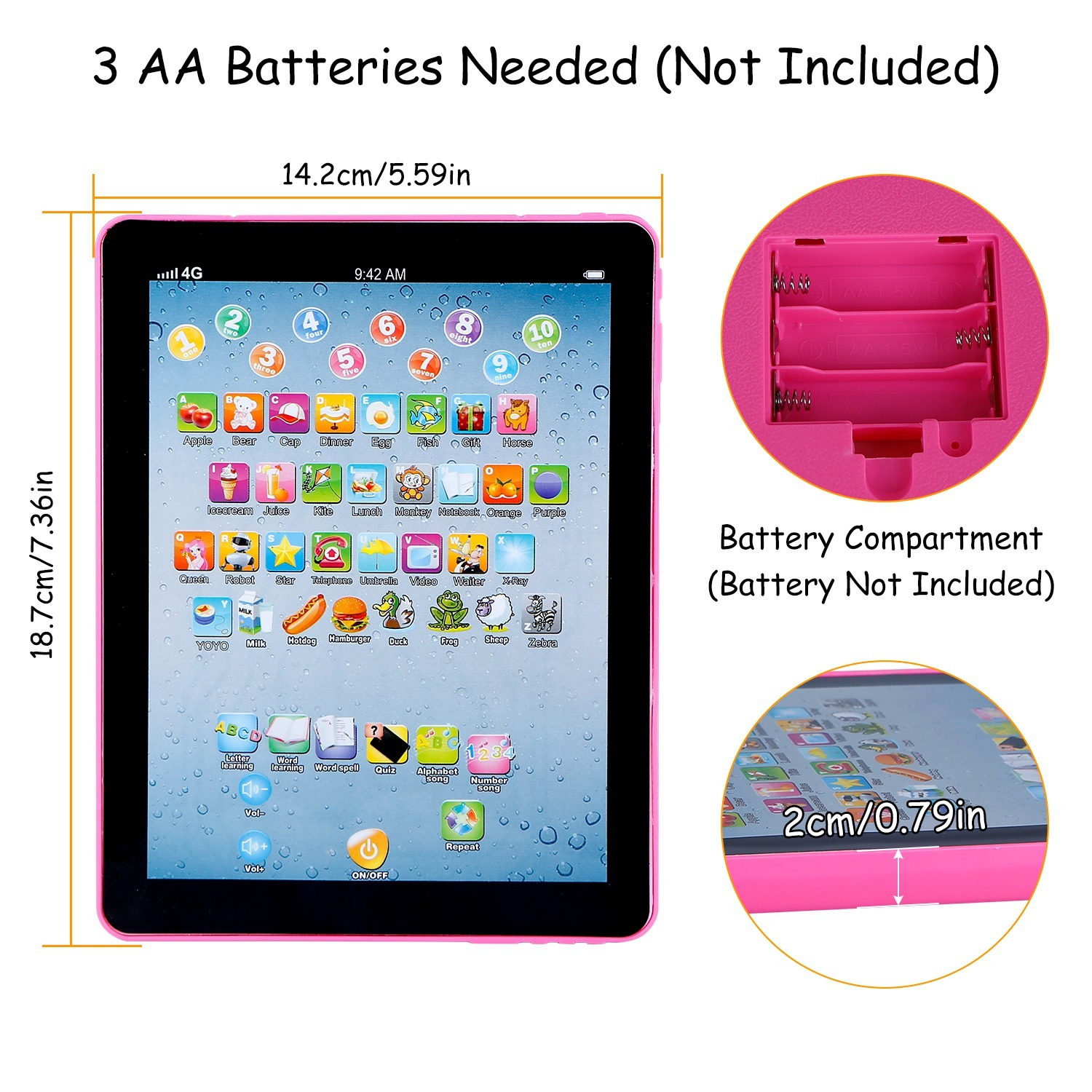 Baby Learning Tablet Educational Mini Pads Toys Touch Learn Toddler Tablet For ABC Numbers Words Gift For Boys Girls Aged 1-6 Year Old Kids - Image 2