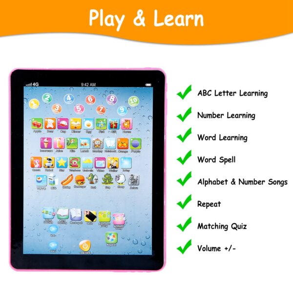 Baby Learning Tablet Educational Mini Pads Toys Touch Learn Toddler Tablet For ABC Numbers Words Gift For Boys Girls Aged 1-6 Year Old Kids - Image 5