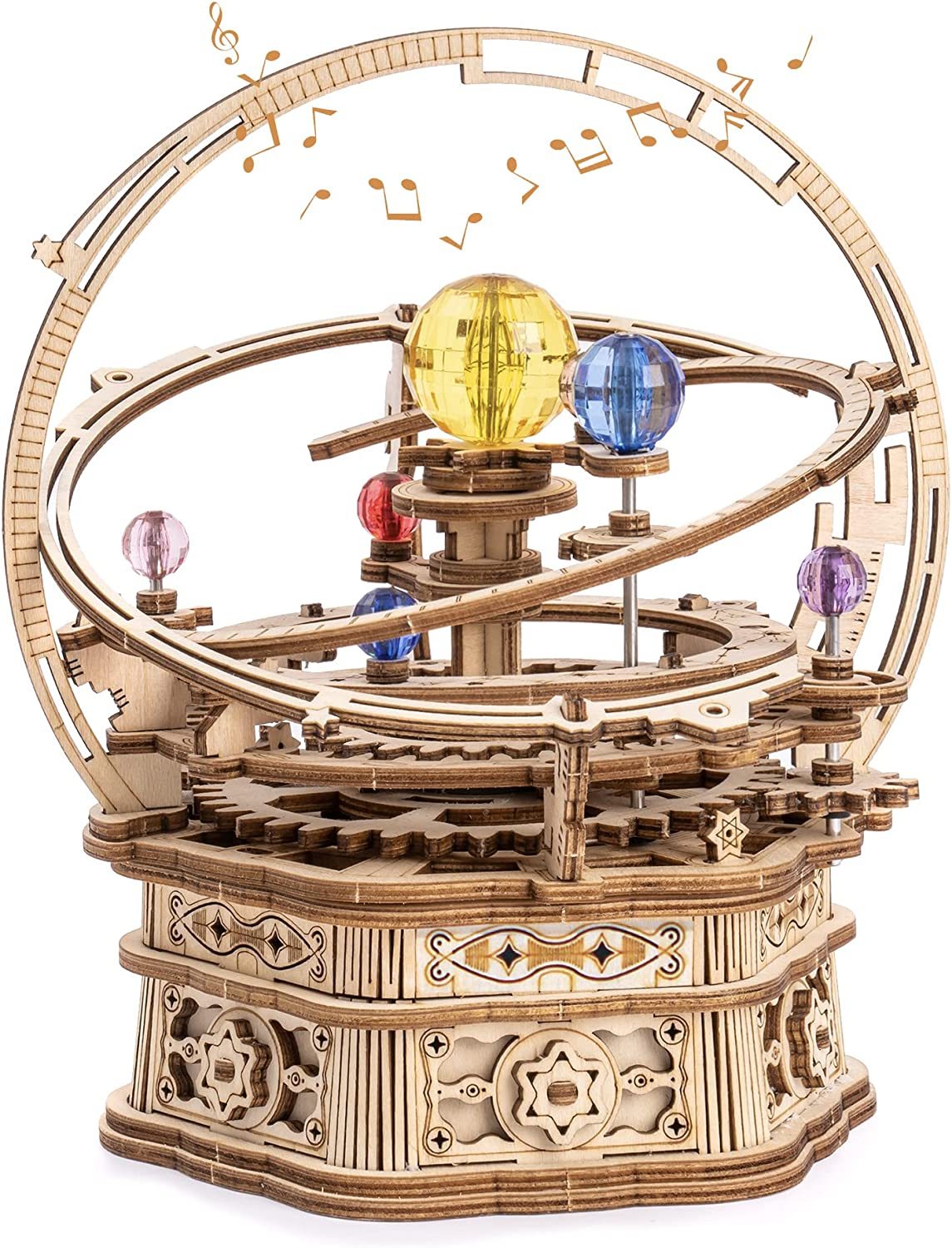 ROKR Rotating Starry Night Mechanical Music Box 3D Wooden Puzzle Assembly Model Building Kits Toys For Children Kids - AMK51 - Image 5