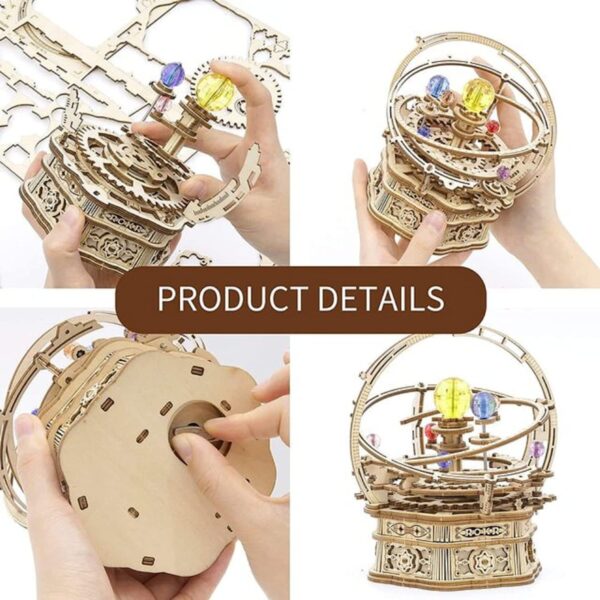 ROKR Rotating Starry Night Mechanical Music Box 3D Wooden Puzzle Assembly Model Building Kits Toys For Children Kids - AMK51 - Image 3