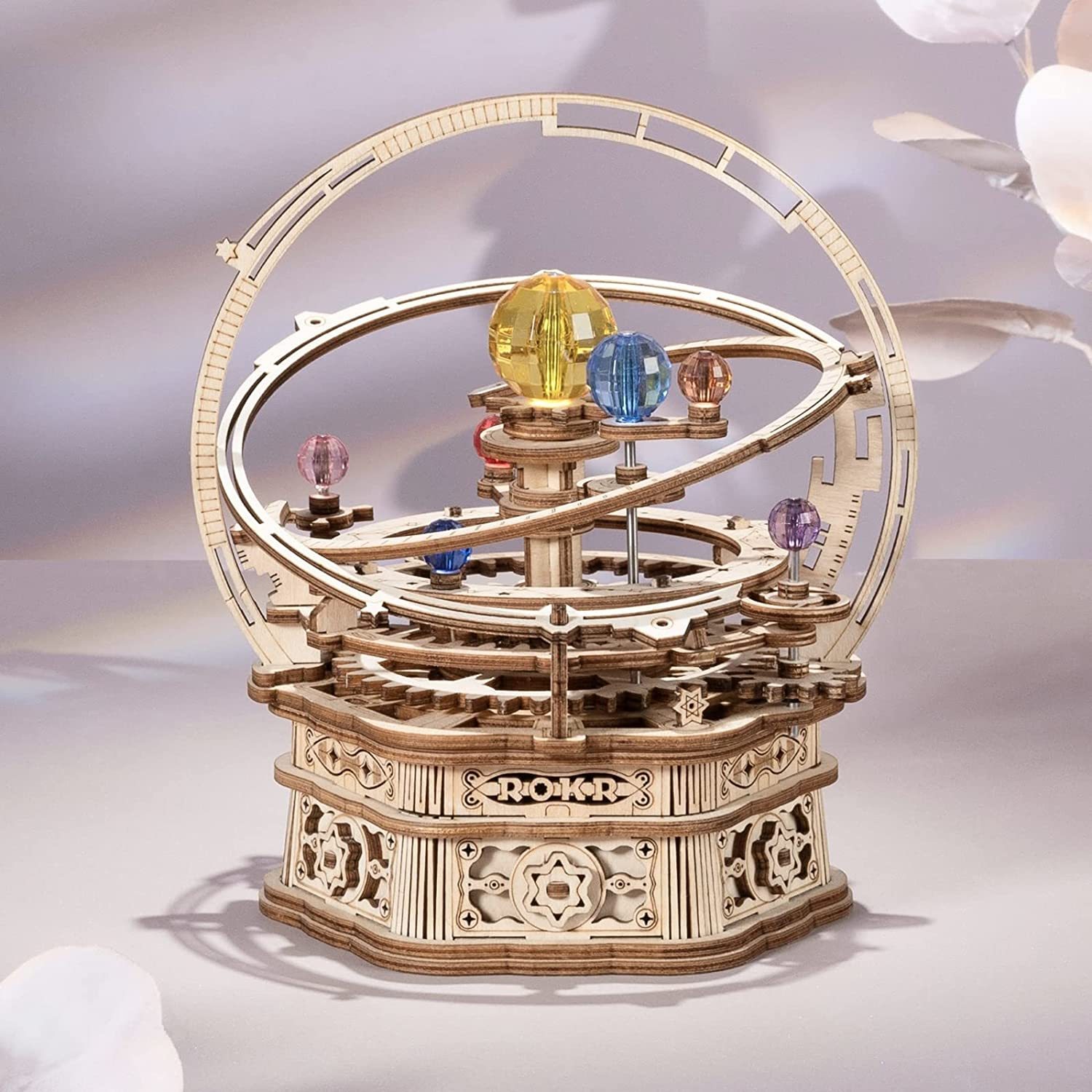 ROKR Rotating Starry Night Mechanical Music Box 3D Wooden Puzzle Assembly Model Building Kits Toys For Children Kids - AMK51 - Image 8