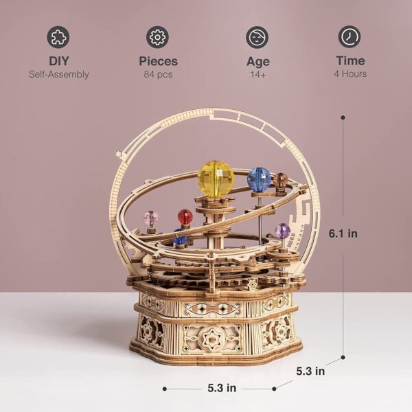 ROKR Rotating Starry Night Mechanical Music Box 3D Wooden Puzzle Assembly Model Building Kits Toys For Children Kids - AMK51 - Image 9