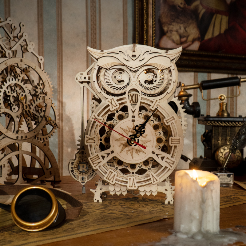 Robotime Rokr Creative DIY Toys 3D Owl Wooden Clock Building Block Kits For Children Christmas Gifts Home Decoration LK503 - Image 17