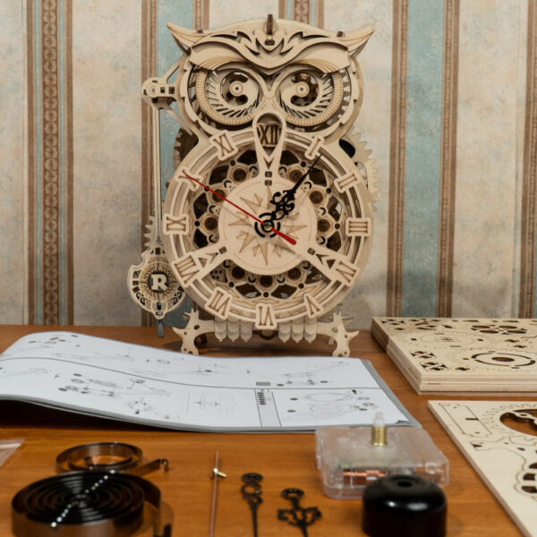 Robotime Rokr Creative DIY Toys 3D Owl Wooden Clock Building Block Kits For Children Christmas Gifts Home Decoration LK503 - Image 14