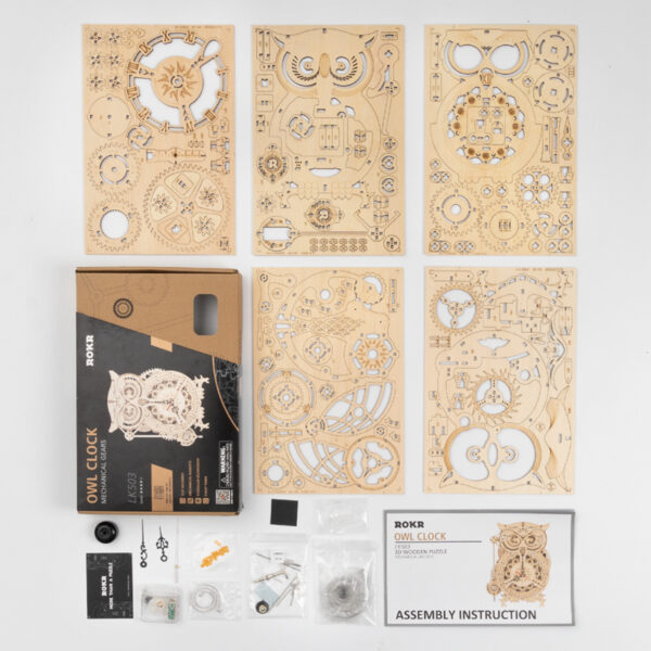 Robotime Rokr Creative DIY Toys 3D Owl Wooden Clock Building Block Kits For Children Christmas Gifts Home Decoration LK503 - Image 11
