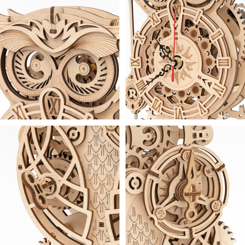 Robotime Rokr Creative DIY Toys 3D Owl Wooden Clock Building Block Kits For Children Christmas Gifts Home Decoration LK503 - Image 10