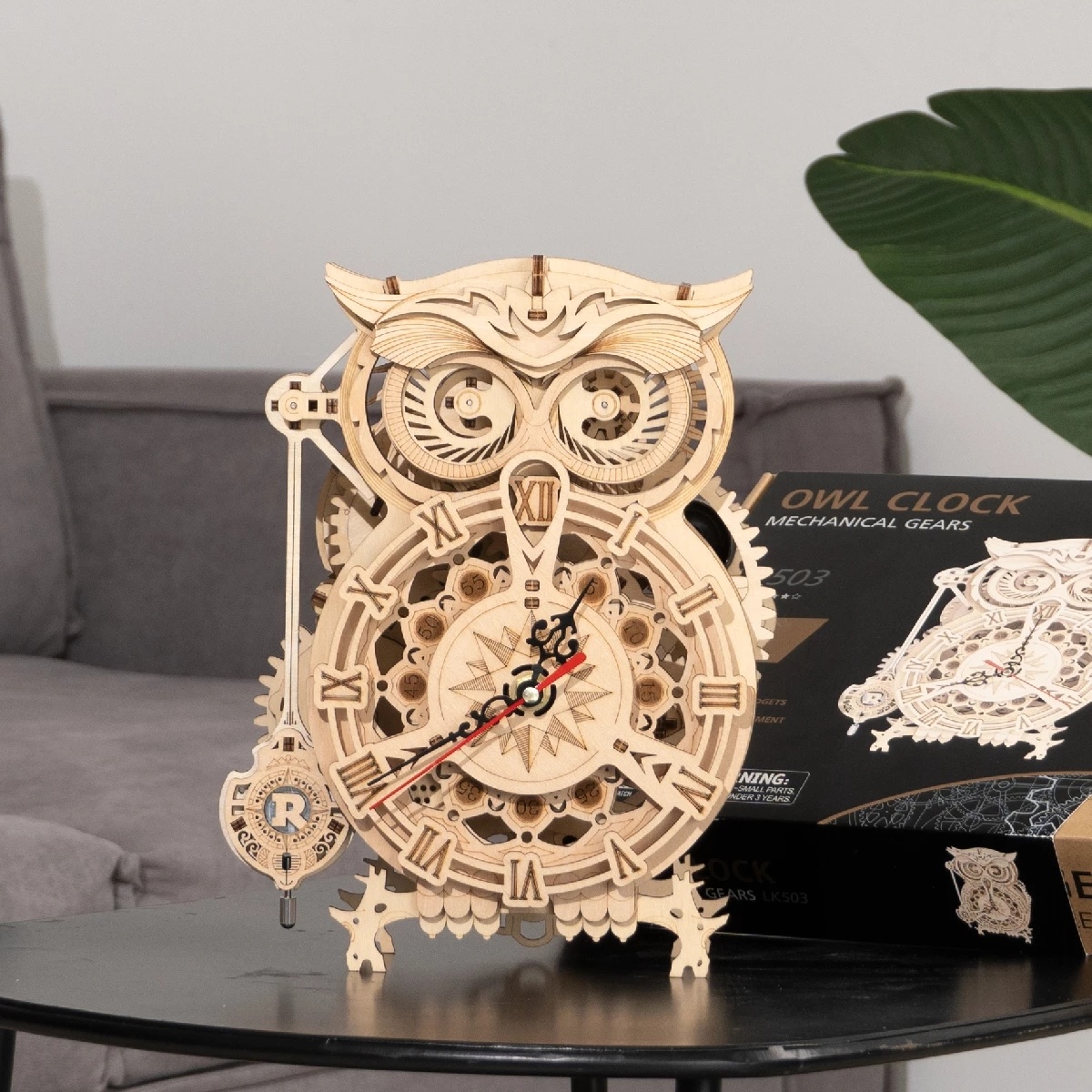 Robotime Rokr Creative DIY Toys 3D Owl Wooden Clock Building Block Kits For Children Christmas Gifts Home Decoration LK503 - Image 1