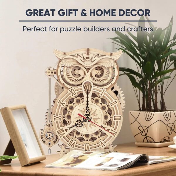 Robotime Rokr Creative DIY Toys 3D Owl Wooden Clock Building Block Kits For Children Christmas Gifts Home Decoration LK503 - Image 3