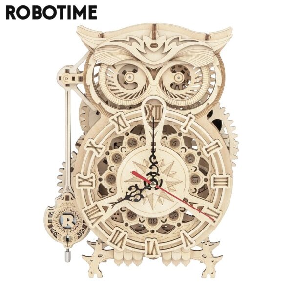 Robotime Rokr Creative DIY Toys 3D Owl Wooden Clock Building Block Kits For Children Christmas Gifts Home Decoration LK503 - Image 8
