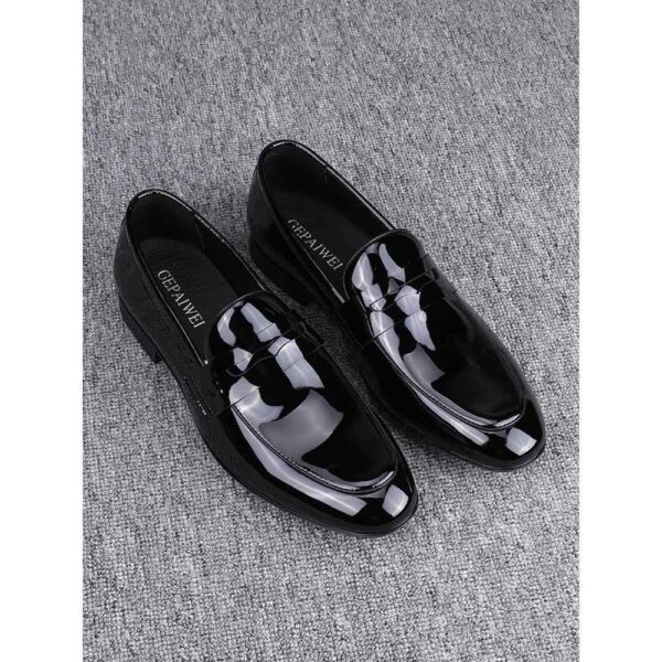 Glossy Slip-on Casual Breathable Business Formal Wear Leather Shoes - Image 2