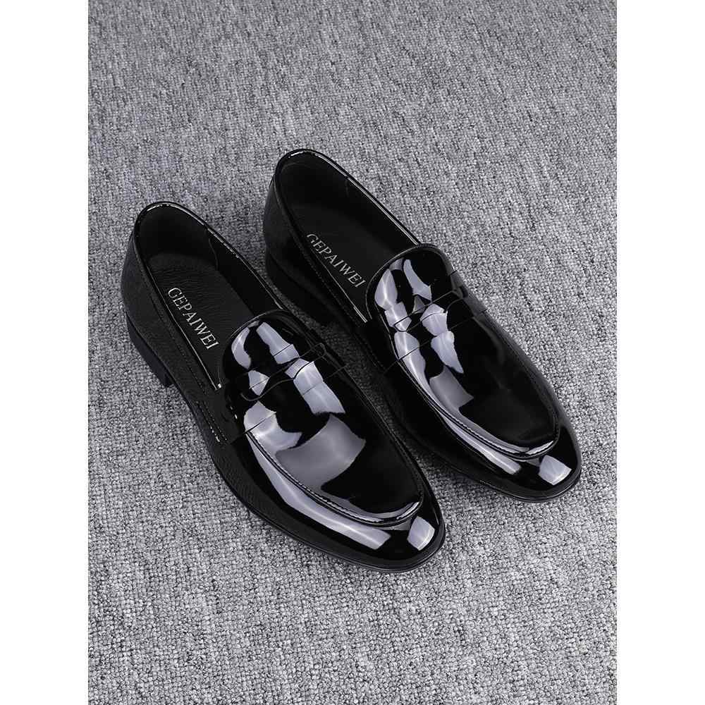 Glossy Slip-on Casual Breathable Business Formal Wear Leather Shoes - Image 2