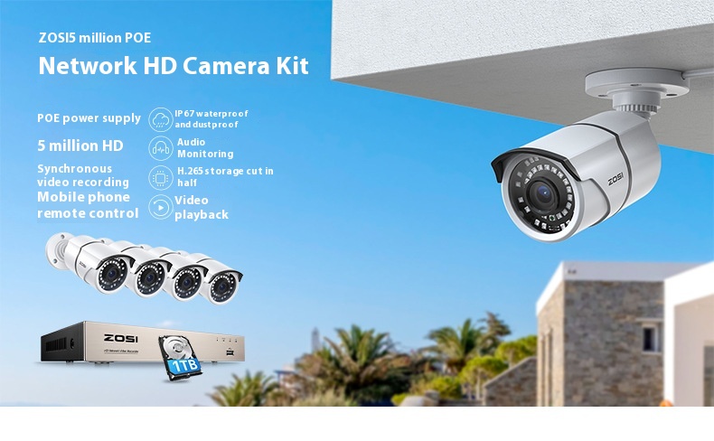 ZOSI Zhou Shi 5 Million HD POE Network Video Recorder Security Remote Outdoor Monitor Suit - Image 14