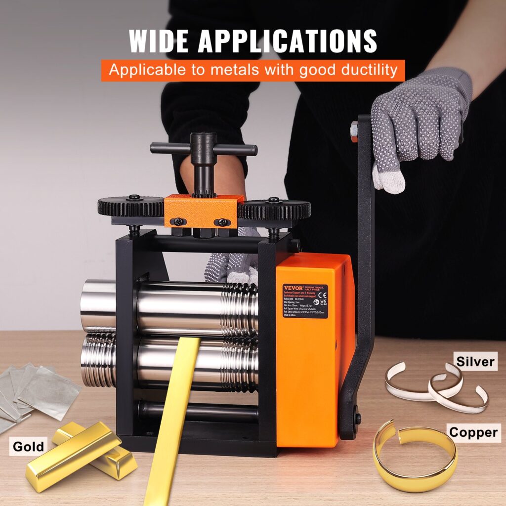 3 In 1 Handwalzwerk Maschine 76 Mm Kombinationswalzwerk, Manueller Walzwerk Schmuckwalzwerk Einstellbare Dicke 0,1-7 Mm, Handwalzwerk Maschine Für Gold, K-Gold, Reines Silber, 925er-Silber Usw.