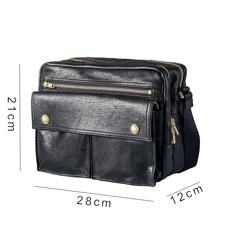 Handmade Top Layer Cowhide Japanese Street Casual Shoulder Bag - Image 7