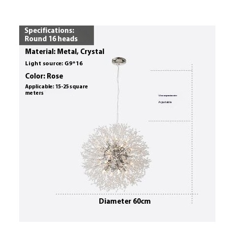Dandelion Crystal Chandelier Restaurant Bedroom Clothing Shop Lighting - Image 12